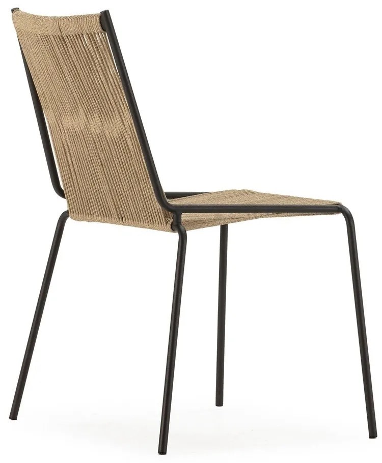 Beżowe metalowe krzesła zestaw sztaplowane 2 szt. Emily – Marckeric