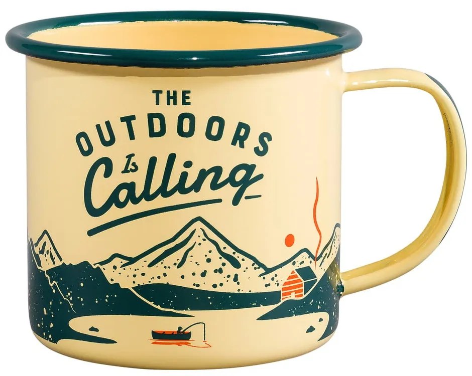 Beżowy emaliowany kubek 0.325 l Outdoors is Calling – Gentlemen's Hardware