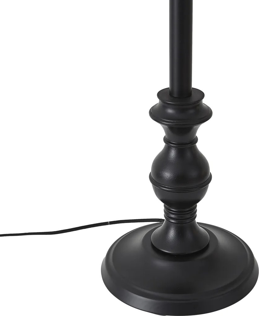 Lampa podłogowa czarna z abażurem w kwiaty i białym wnętrzem 45cm - Classico