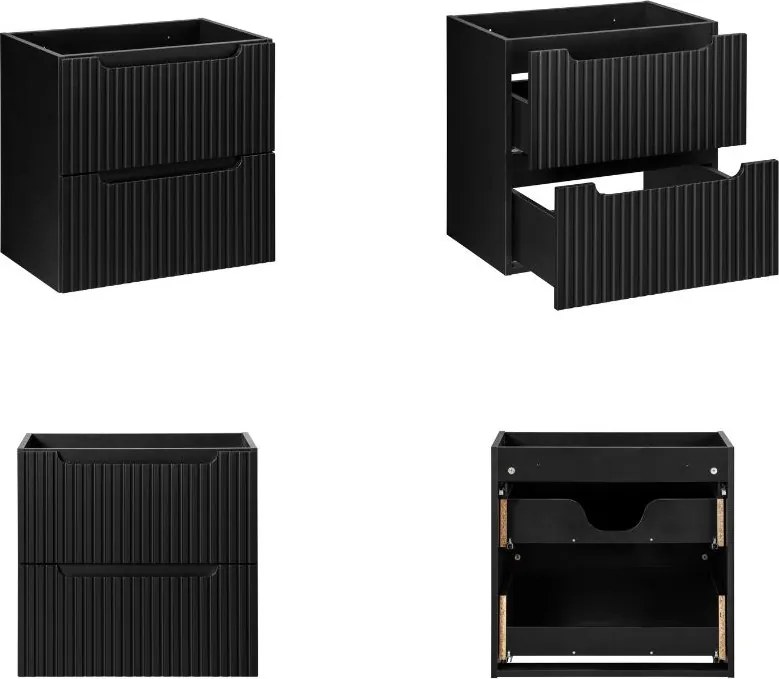Szafka umywalkowa z szufladami Nova 60 cm z blatem, czarny mat/dąb coast evoke