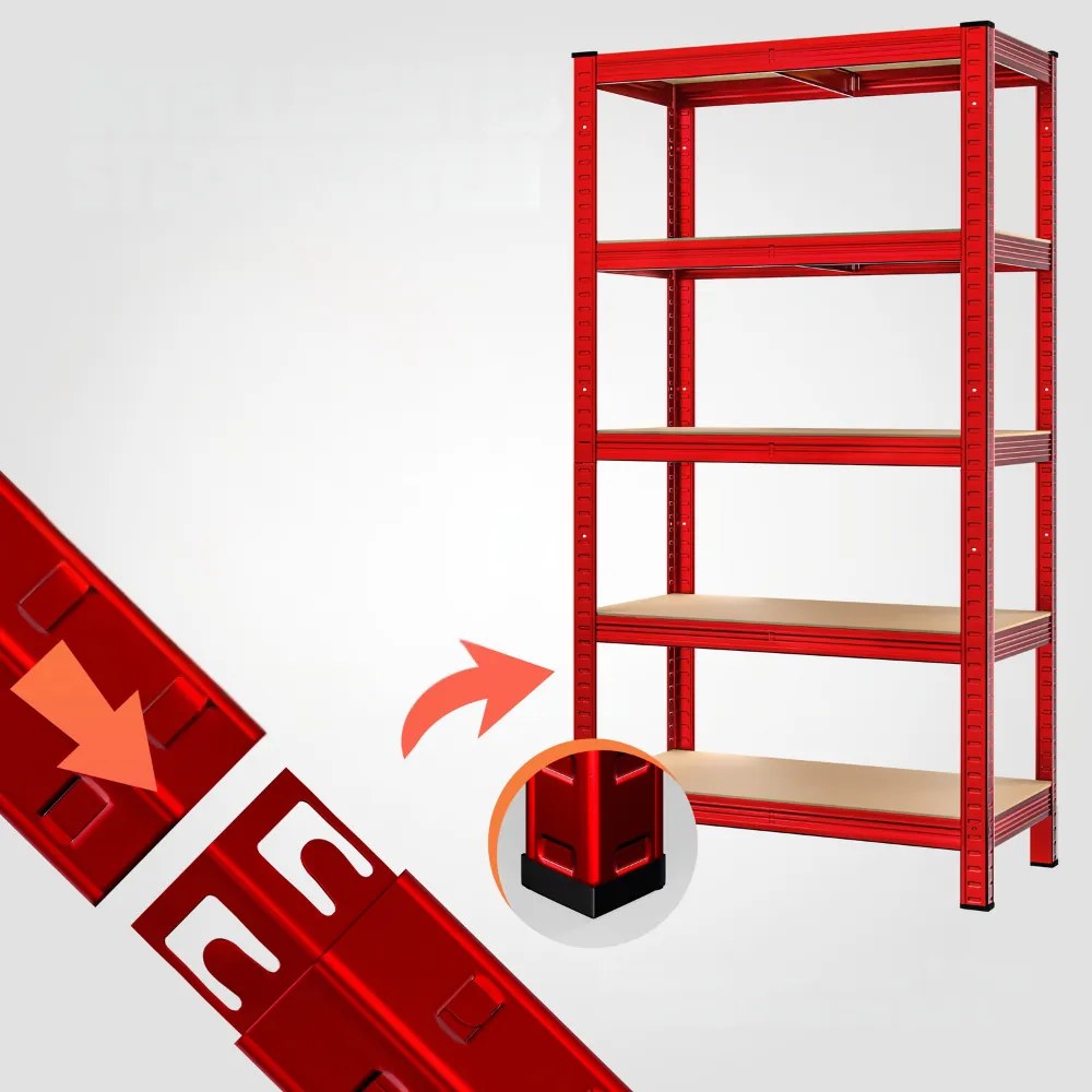 Regał o dużej nośności HEAVY, max. 875kg, 180×90×40cm, czerwony Monzana