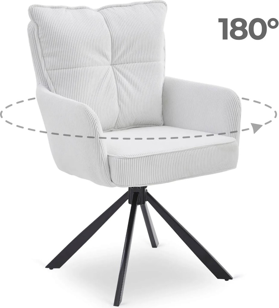 Krzesło Tapicerowane Obrotowe do Salonu CITY Kremowe Sztruksowe Nowoczesne