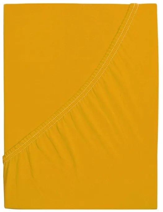 PrzytulneMieszkanie.pl Prześcieradło jersey z bawełny mako LUXORA żółte 180 x 200 cm