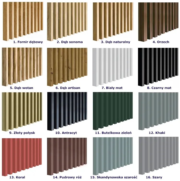 Dekoracyjne lamele ścienne w kolorze khaki 15 szt. H9-M61