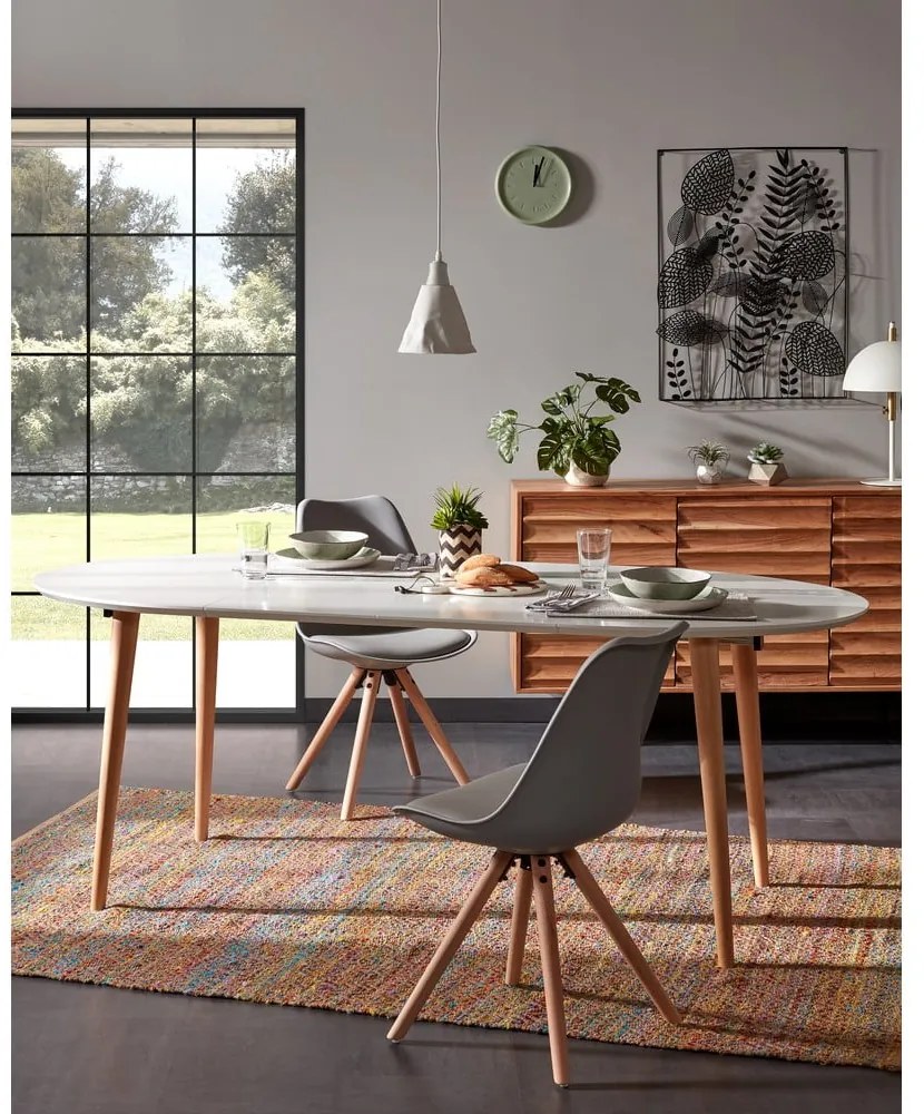 Biały rozkładany stół z białym blatem 90x120 cm Oqui – Kave Home