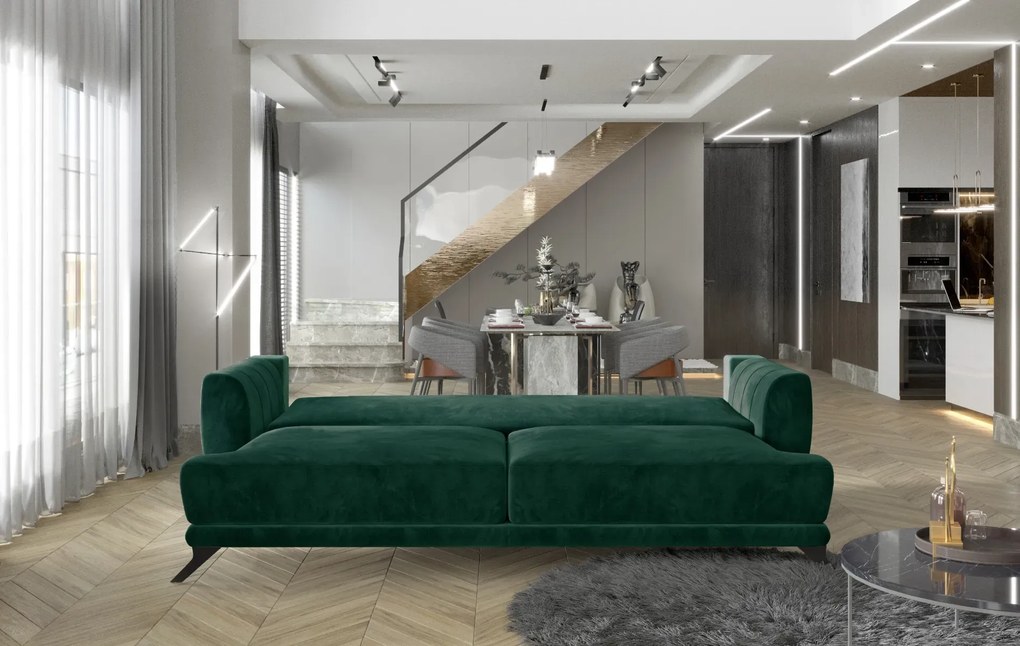 Sofa rozkładana z funkcją spania MEGIS VELVET granatowa ELTAP