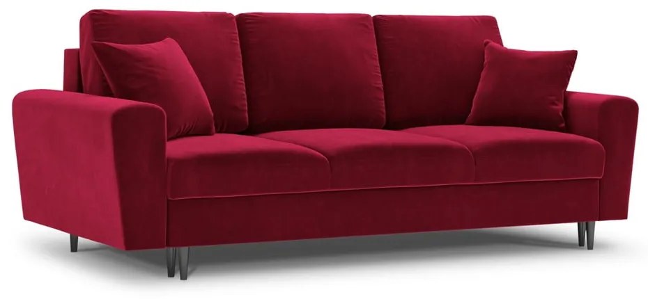 Czerwona aksamitna rozkładana/ze schowkiem sofa 235 cm Kyoto – Cosmopolitan Design