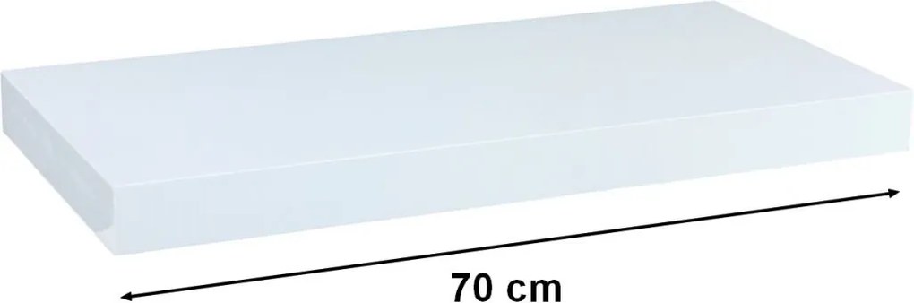 Półka ścienna STILISTA Volato biała z połyskiem,70 cm