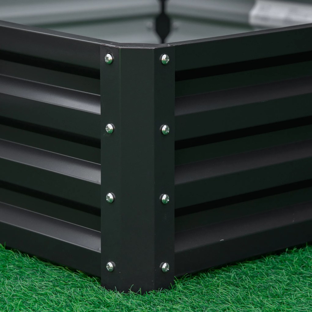 Outsunny Ogród Podwyższone Łóżko Ogrodowe z Stalową Obudową Szare 120x120x30cm Praktyczne i Estetyczne | Aosom PL