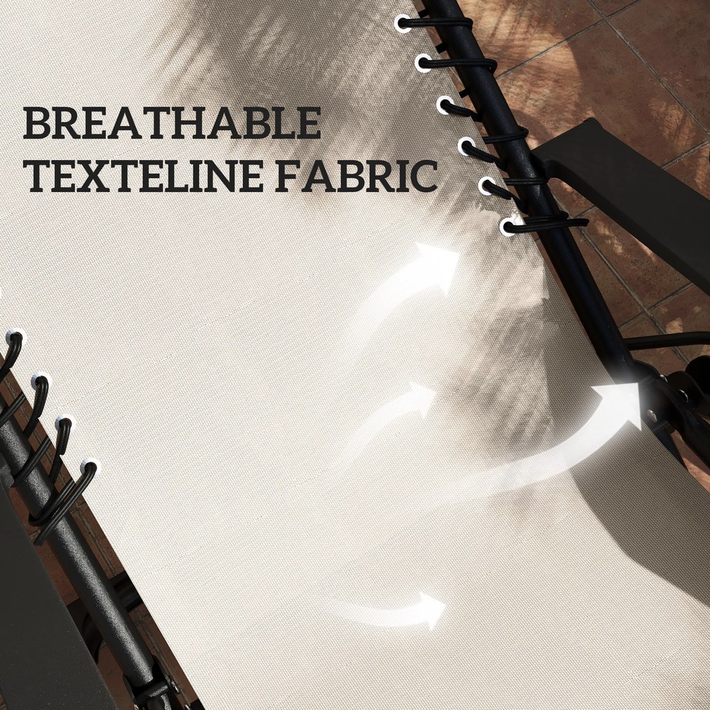 Outsunny Zestaw Ogrodowy 3-Częściowy z Leżakami i Stolikiem, Beżowy, 90x65x110 cm