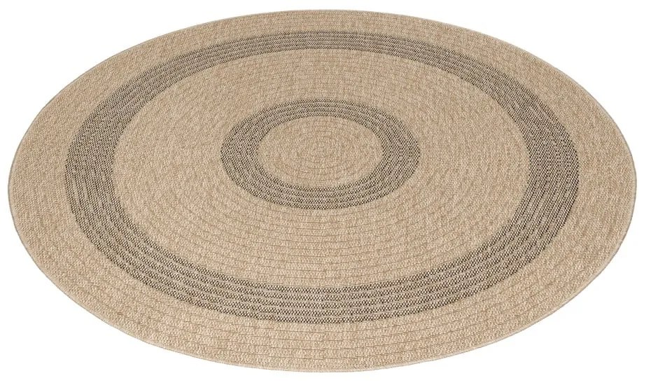 Czarno-beżowy okrągły dywan odpowiedni na zewnątrz ø 80 cm Comilla – Ayyildiz Carpets