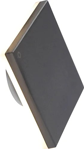 Designerska lampa ścienna z aluminium w kolorze szarym 15 cm z wbudowaną diodą LED 9W - Skyf