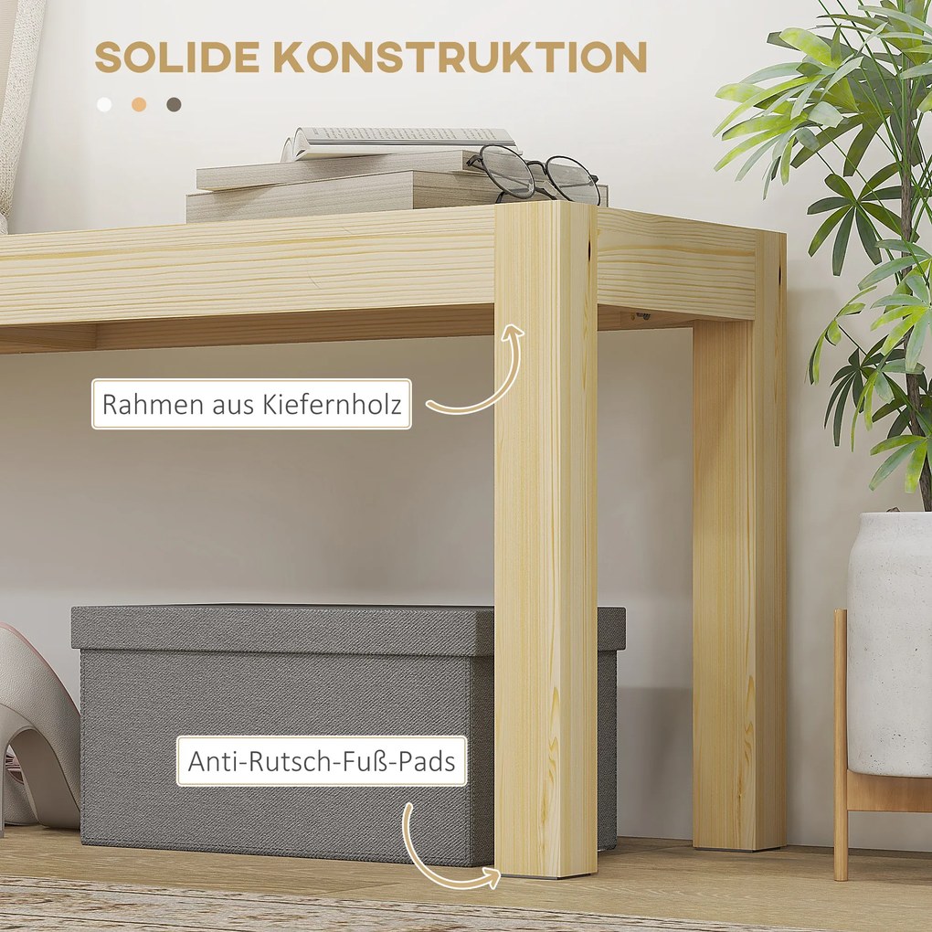 HOMCOM Drewniana ławka kuchenna 3-osobowa z drewna sosnowego 120x33x45 cm naturalny kolor | Aosom PL