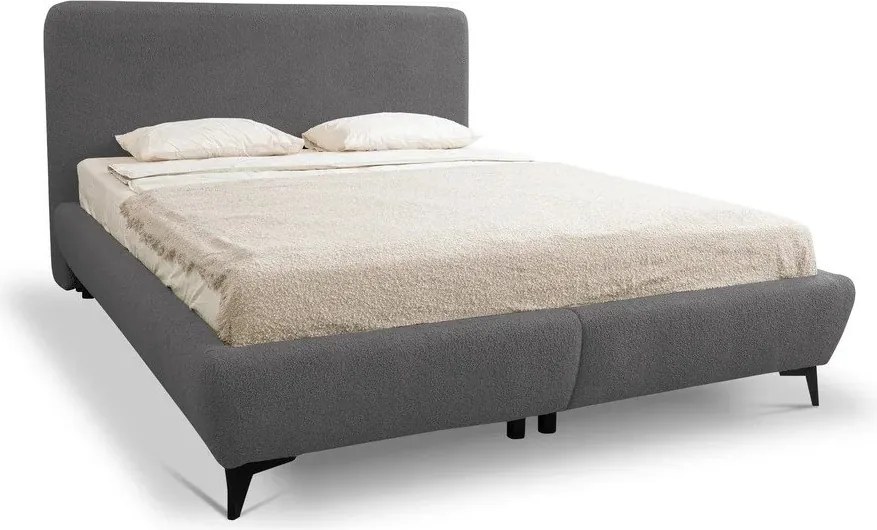 Ciemnoszare tapicerowane łóżko dwuosobowe ze stelażem i schowkiem 180x200 cm Makapu – Makamii