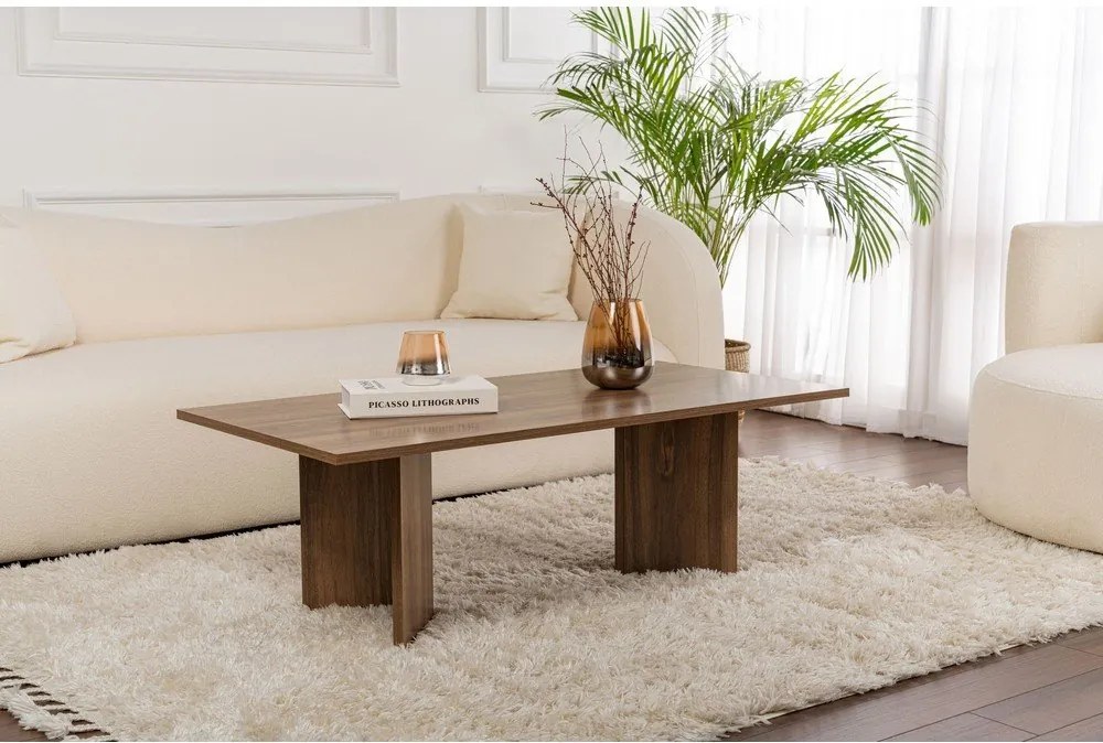 Ciemnobrązowy stolik w dekorze orzecha 60x119 cm Sabin – Kalune Design