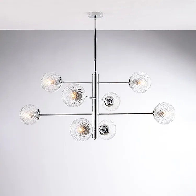 Lampa wisząca Demetra z polerowanego chromowanego żelaza 8 lamp 108 Ø103 BL279-8-CR