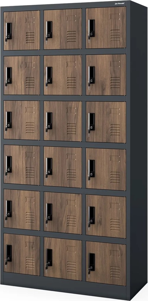 Szafa skrytkowa zamykana na klucz Eco Design Karol 90x40x185 cm, antracyt/orzech