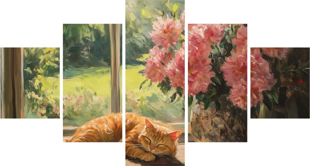 Obraz - Kot na oknie (125x70 cm)