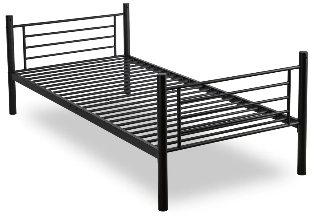 Łóżko Piętrowe Dla Dzieci 90x200 cm RODEZ Metalowe Czarne