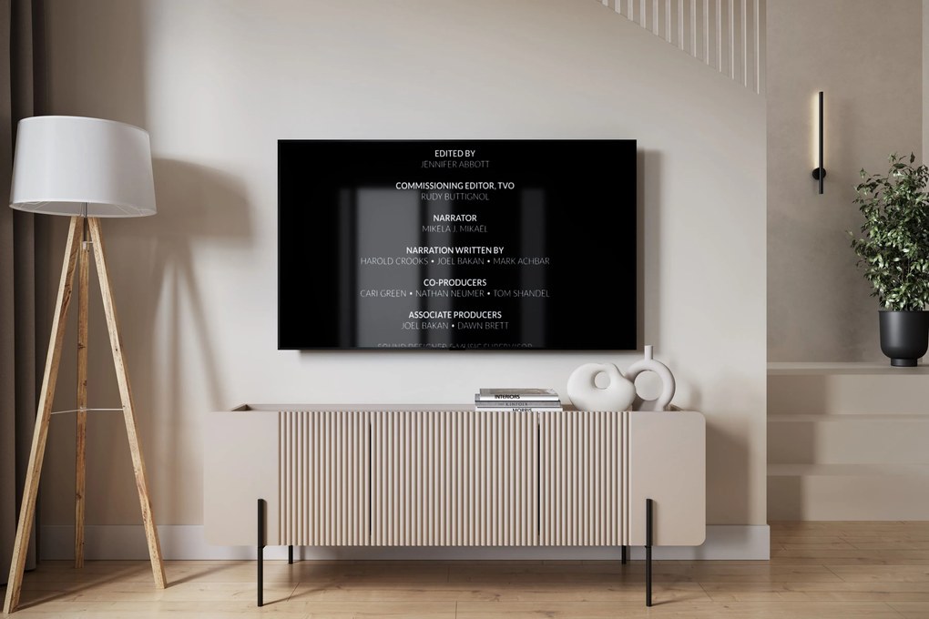 Szafka RTV Malmi 150 cm - kaszmir / czarne nóżki