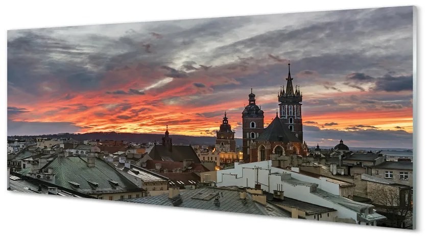 Obraz na szkle Kraków Zachód słońca panorama