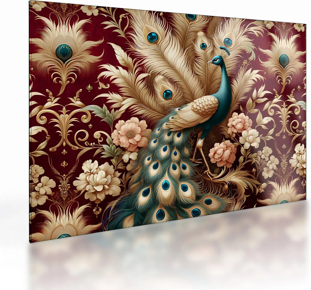 Obraz na szkle – Elegancki paw (70x50 cm)