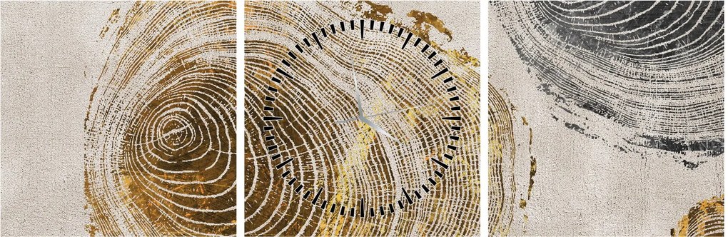 Obraz - Abstrakcja pnia (z zegarem) (90x30 cm)
