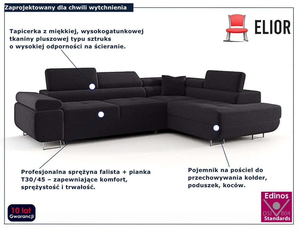 Grafitowy narożnik rozkładany z pojemnikiem R5-E75