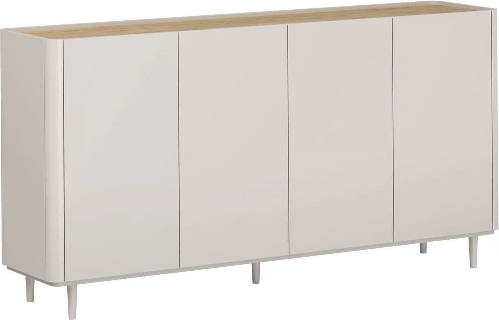 Komoda Elivo 200 cm czterodrzwiowa na nóżkach - kaszmir / dąb olejowany