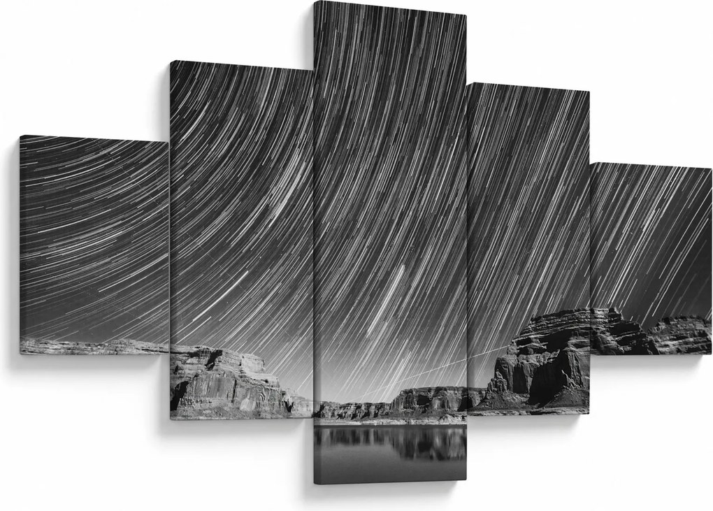 Czarno - biały obraz gwiaździstego nieba (125x70 cm)