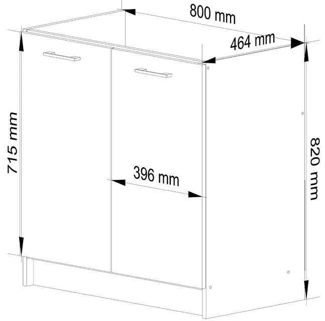Szafka kuchenna pod zlewozmywak w kolorze betonu - Poli 15X