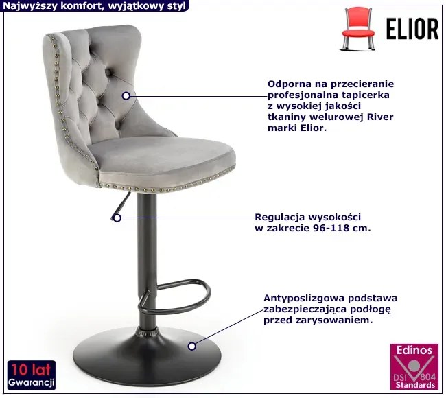 Szary hoker welurowy w stylu glamour S0-N14