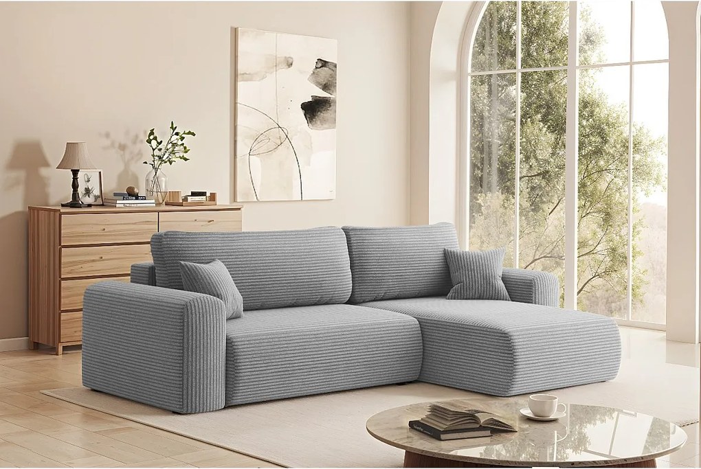 Uniwersalny narożnik z funkcją spania, do salonu, CAPRI L, jasnoszary