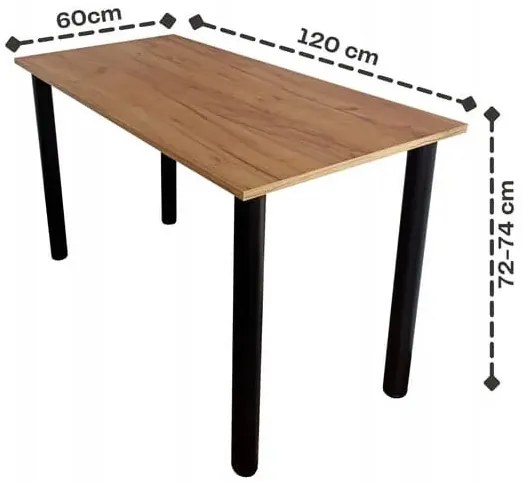 Minimalistyczny stół z wkręcanymi nogami 120x60 dąb craft złoty - Maros