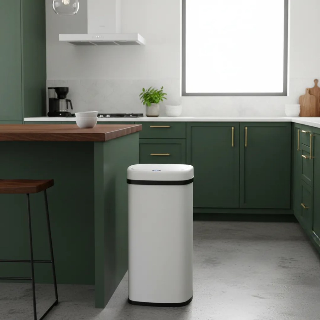 Kosz na śmieci DEUS z czujnikiem, 58 litrów, biała Jurhan