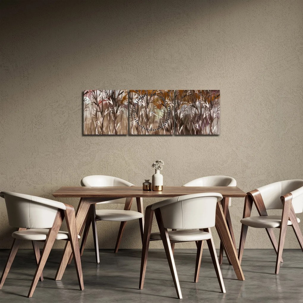 Obraz - Drzewa (z zegarem) (90x30 cm)