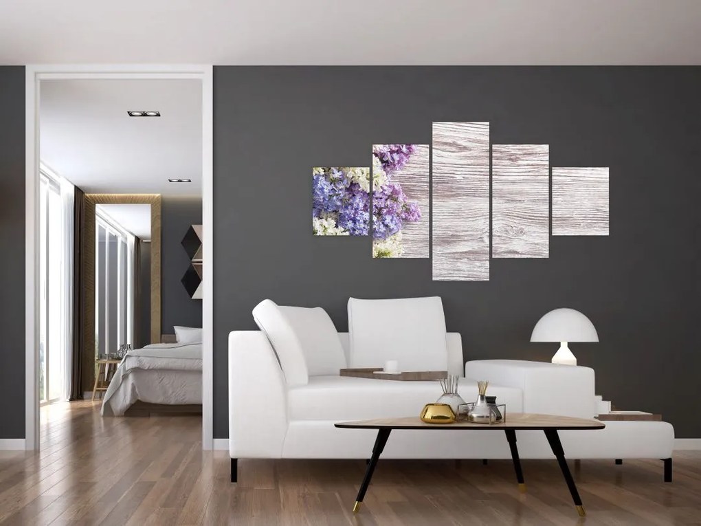 Obraz bzu na drewnie (125x70 cm)