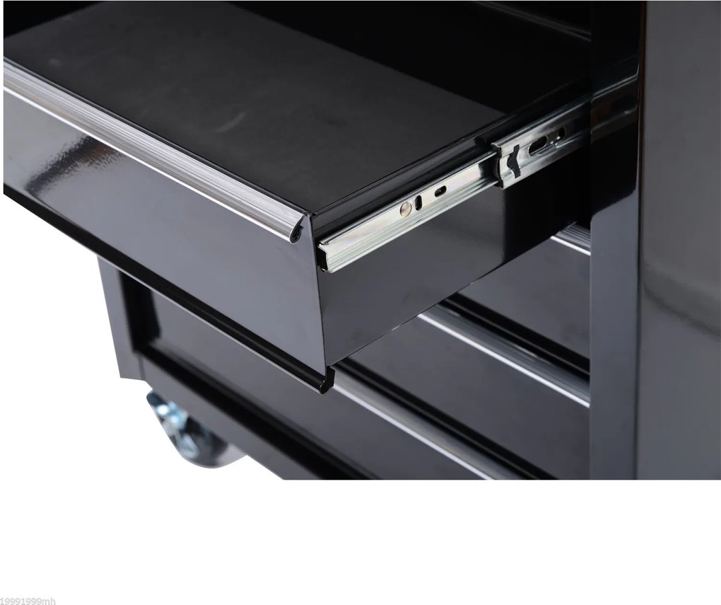 Skrzynka Narzędziowa HOMCOM, Szafka na Narzędzia, na Kołach, 5 Szuflad, Stal, Czarny