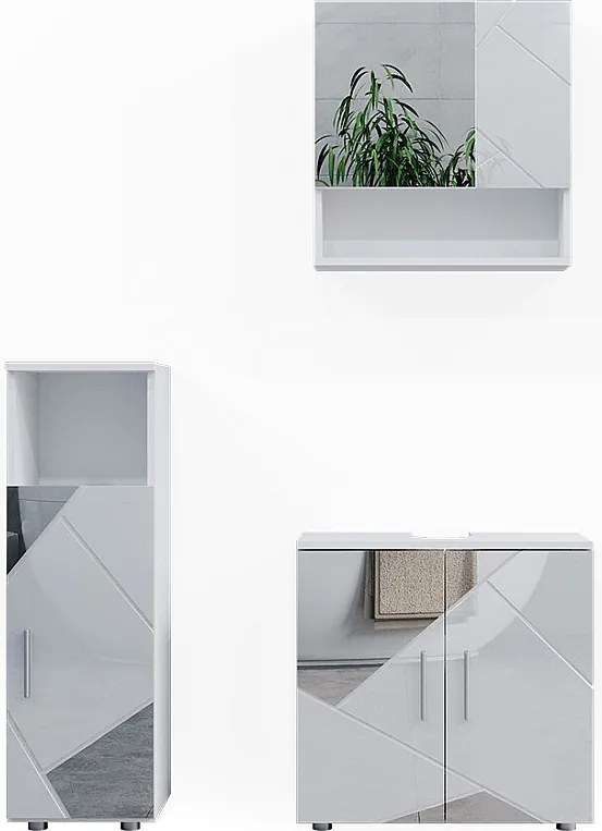 Zestaw mebli łazienkowych biały wysoki połysk z wkładkami 80x41x58.6 irma