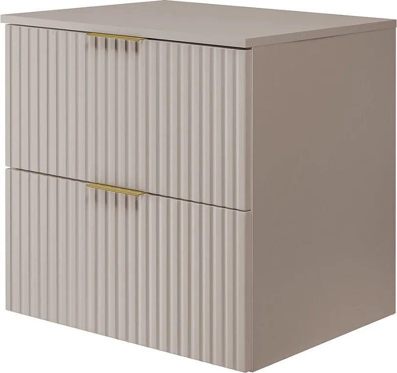 Szafka pod umywalkę, Kaszmir, 60 x 57 x 46 cm, uchwyt złoty + Blat