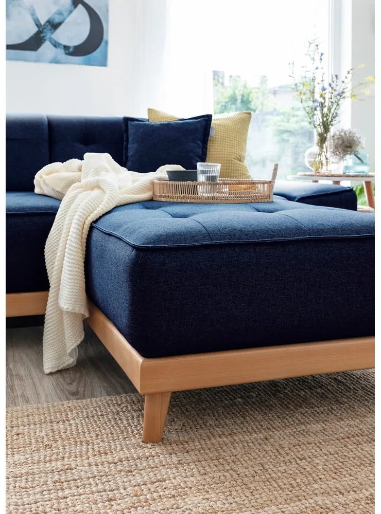Granatowa rozkładana sofa w kształcie litery "U" Miuform Dazzling Daisy, lewostronna