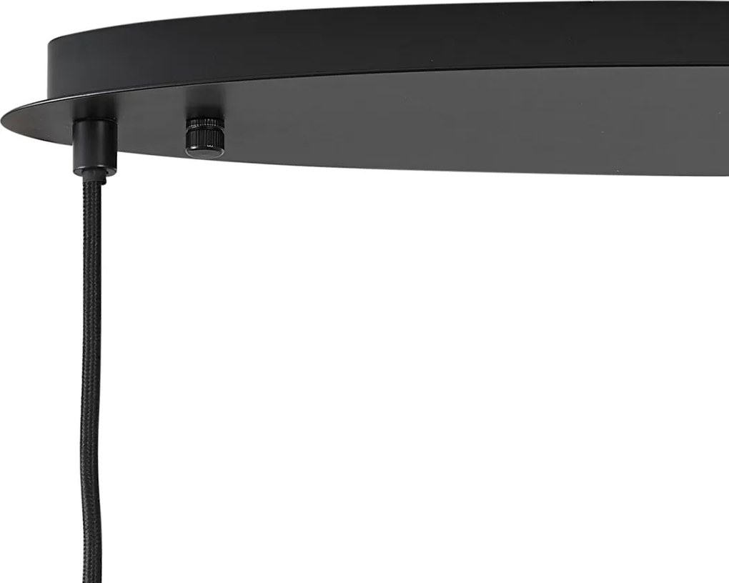 Designerska lampa wisząca czarna z dymionym szkłem owalna 5-punktowa - Mochan