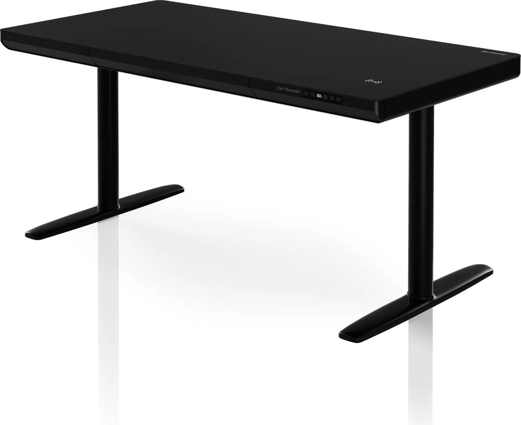 Biurko elektryczne sit-stand z szufladą i ładowarką bezprzewodową Qi czarne, 1400 mm: ELLIS