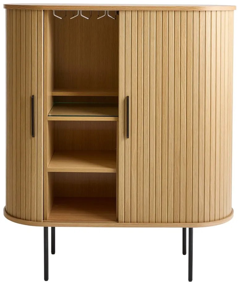 Szafka na wino w dekorze dębu z drzwiami przesuwnymi w naturalnym kolorze 100x118x40 cm Nola – Unique Furniture