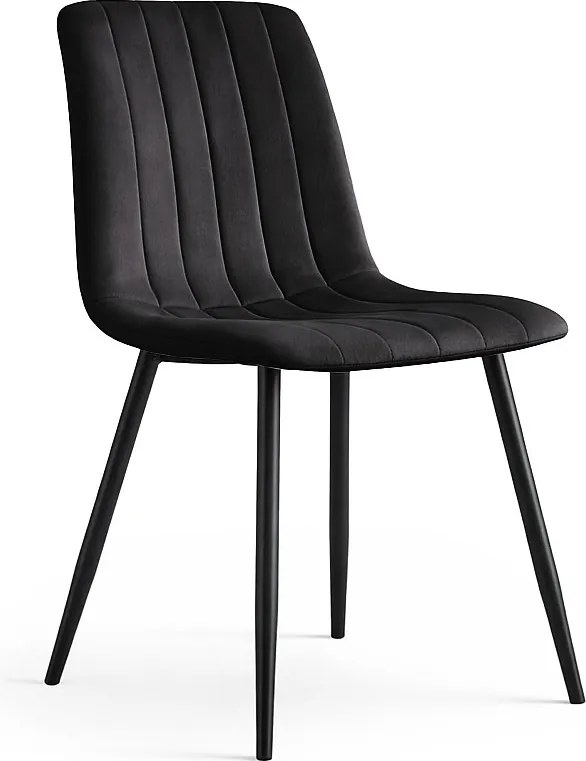 Welurowe krzesło tapicerowane pikowane Czarne LIVO Czarne nogi