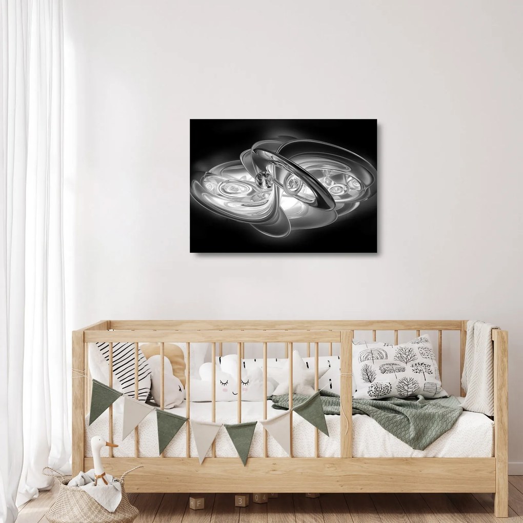 Obraz na szkle - nowoczesna szara abstrakcja (70x50 cm)