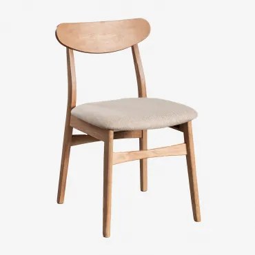 Zestaw 2 Tapicerowanych Krzeseł Jadalnianych Z Tkaniny I Drewna Cloda Natural Wood - Linen Beige - Sklum