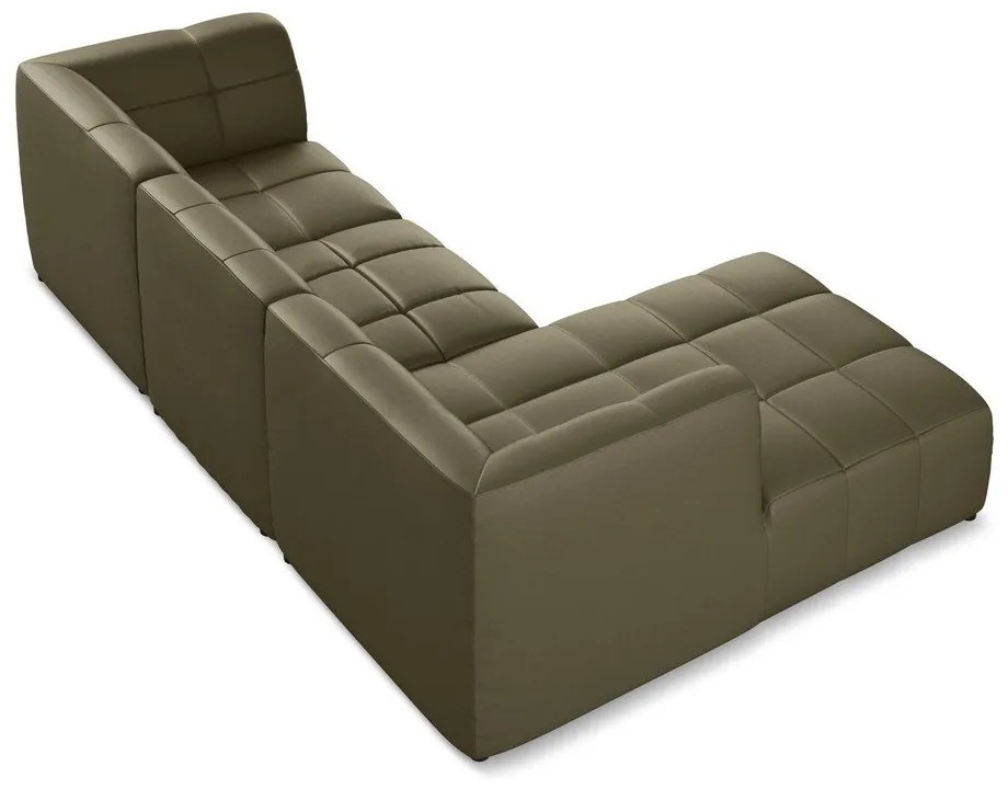 Narożnik z imitacji skóry (lewostronny/z szezlongiem) w kolorze khaki Aloha – Makamii