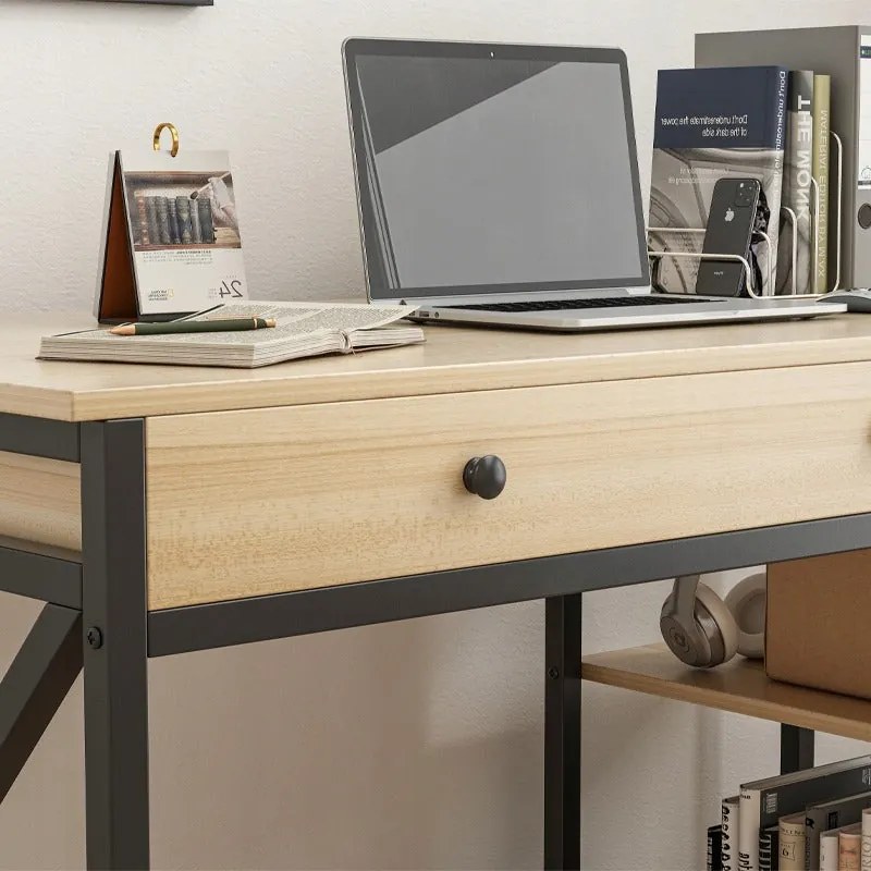 Biurko komputerowe – jasny dąb, klasyczny styl skandynawski, 120 cm