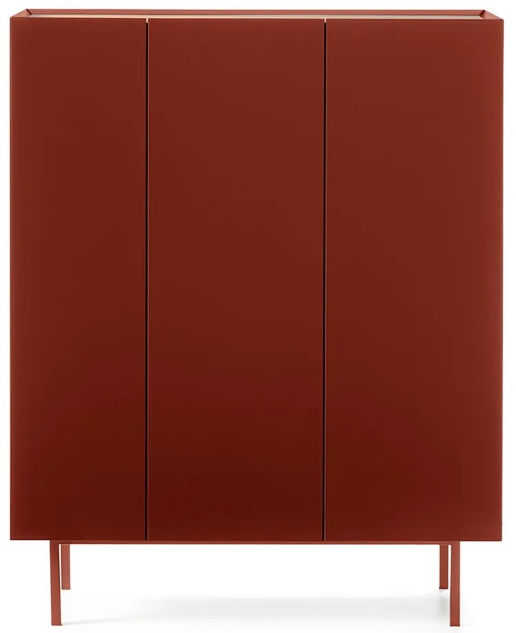 Czerwona wysoka komoda w dekorze dębu 95x120 cm Arista – Teulat
